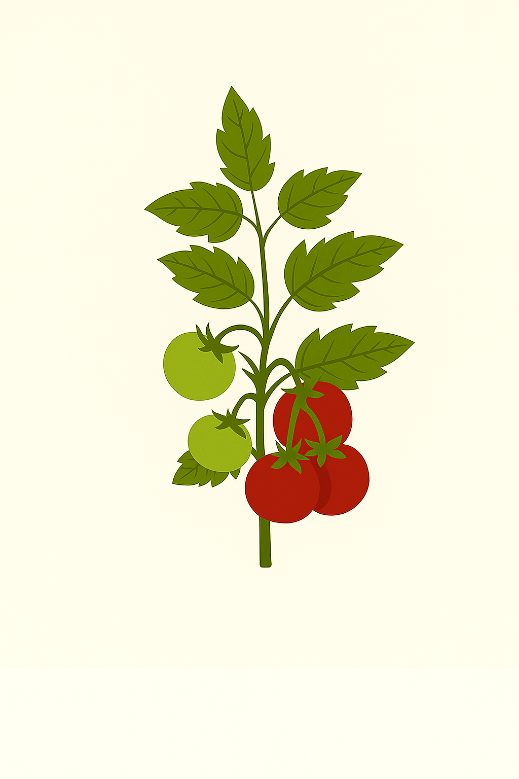 Tomato plant with ripe and unripe tomatoes